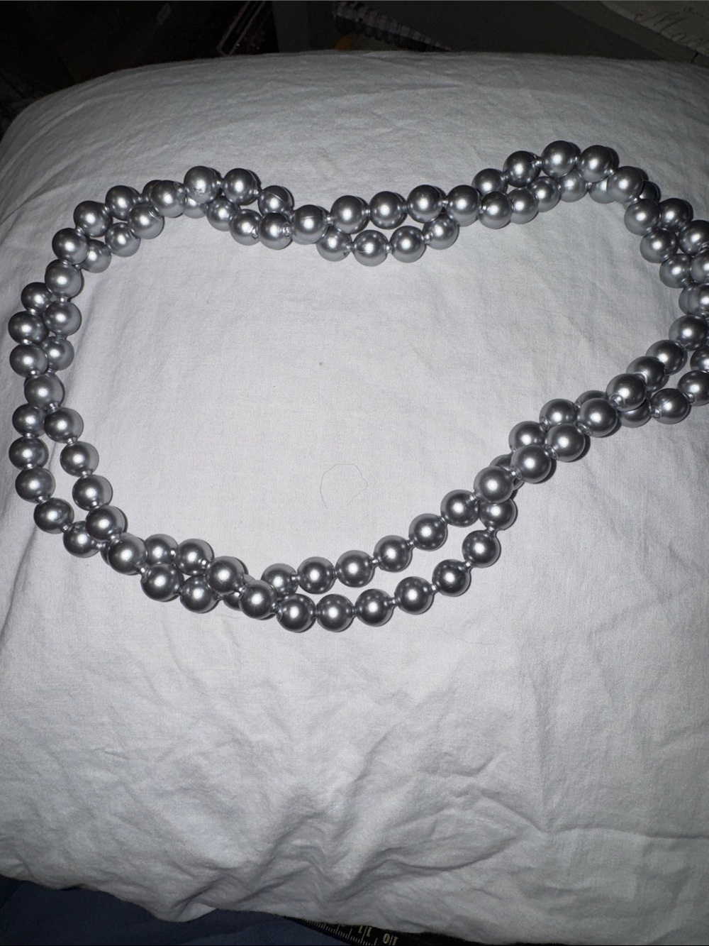 Double Strand Silver Pearl Bead Necklace - Women Jewelry